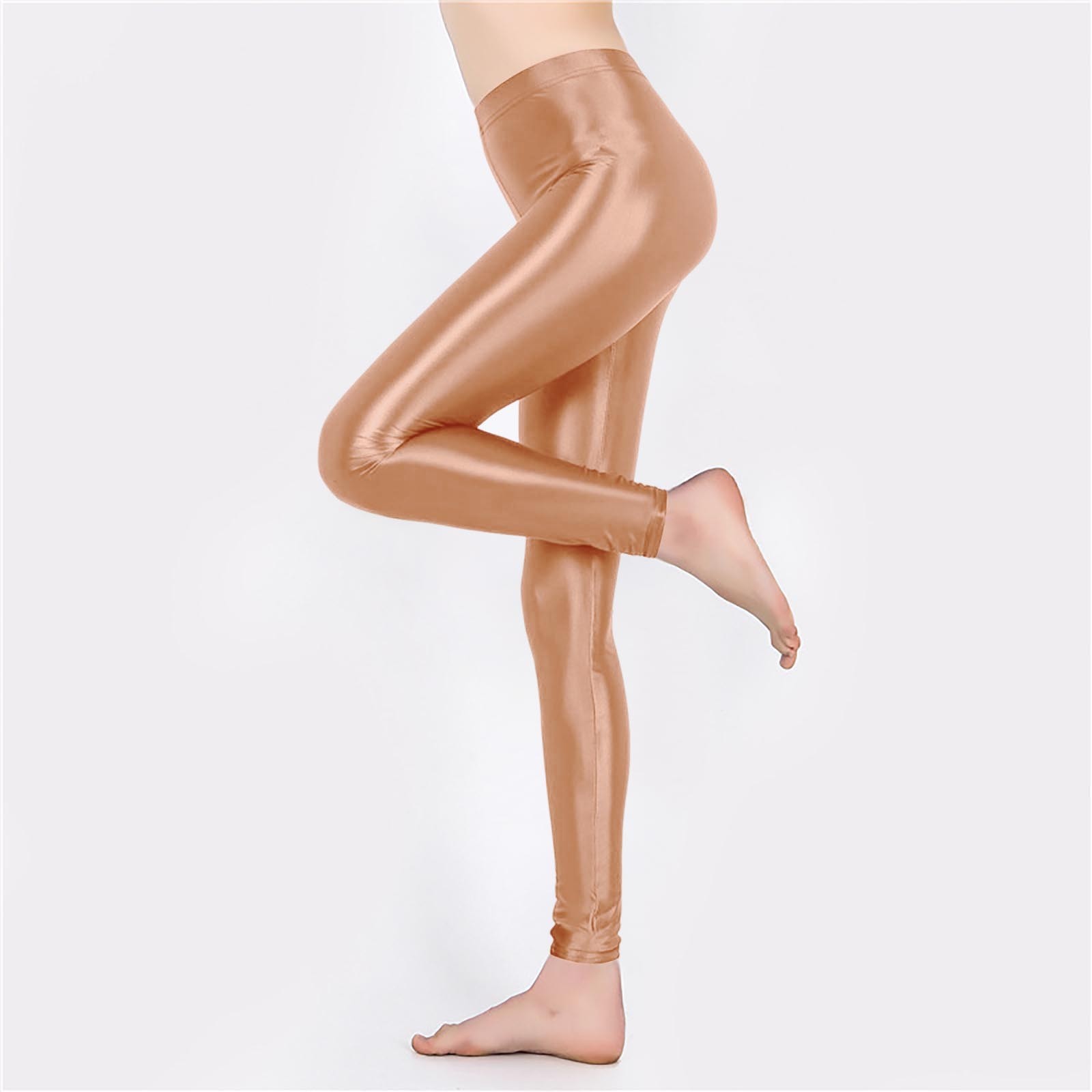 thumbnail image 5 of Leggings brillantes de entrenamiento de cintura alta para tallas grandes - 76 % nailon, alta elasticidad, aptos para yoga/baile - Tallas M-XL con tolerancia de medición de 1 pulgada, 5 of 5